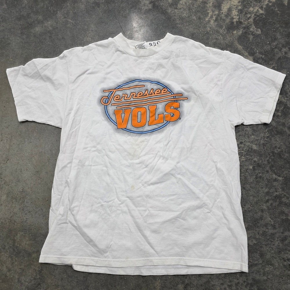 Vintage 90S Tennessee VOLS T-Shirt Power Pro Oneita Graphic Tee White Mens‎ XL